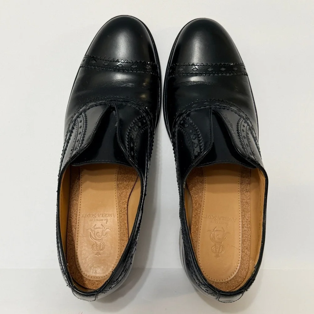 The Office Angela Scott Ms Arzner Slip On Black Oxford Leather Loafer 38.5 US8.5